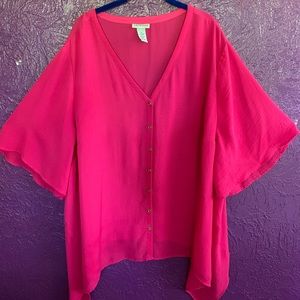 Catherine’s Hot Pink Button down Blouse 3x